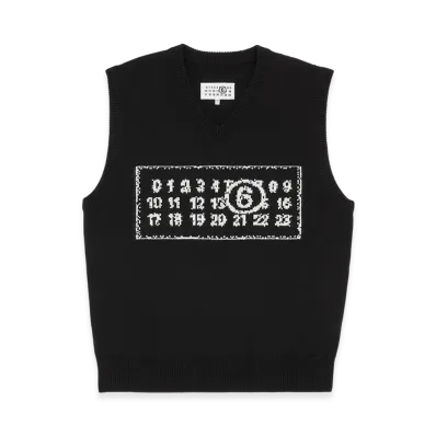 MM6 Maison Margiela Men's Numeric Wool Gilet "Black"