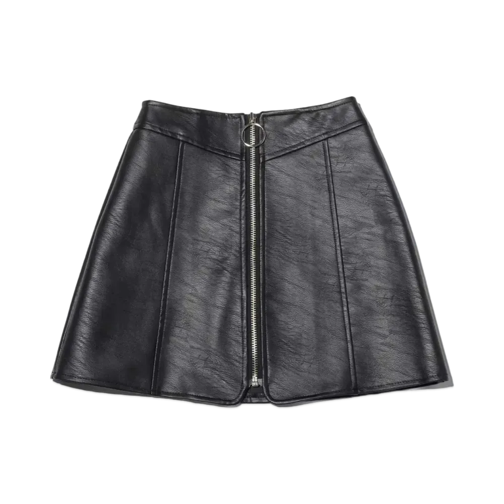 atmos pink Center-Zip Faux-Leather Skirt "Black"