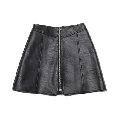 atmos pink Center-Zip Faux-Leather Skirt "Black"