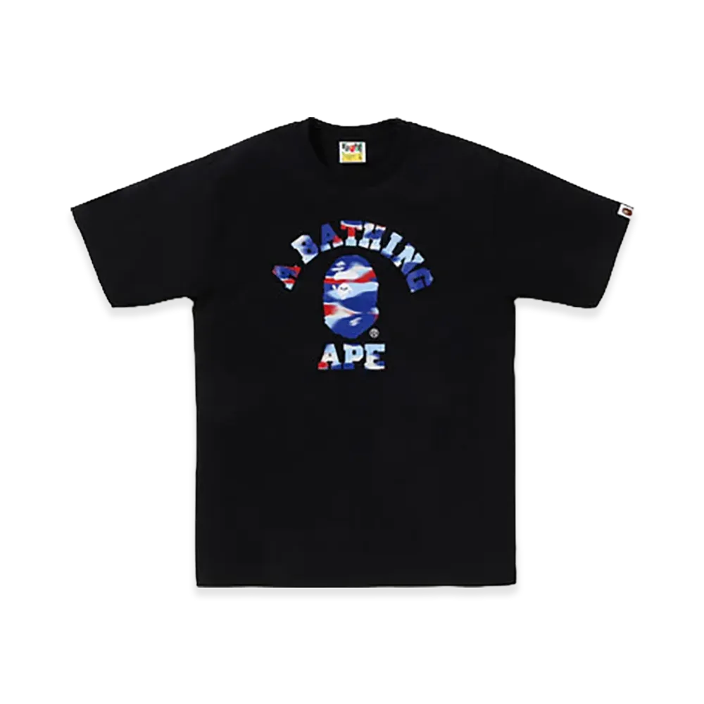 A BATHING APE Screen Camo College Tee "Black/Blue"