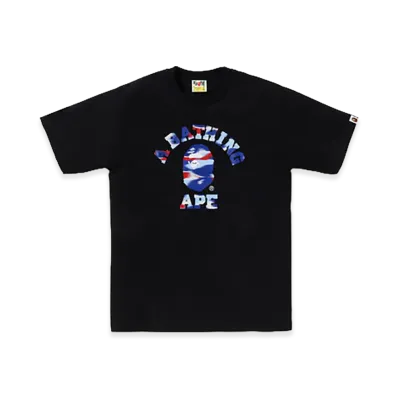 A BATHING APE Screen Camo College Tee "Black/Blue"