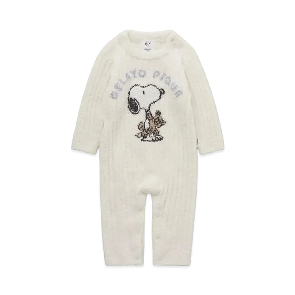 GELATO PIQUE x PEANUTS Baby Snoopy x Bear Jacquard Romper "Off White"