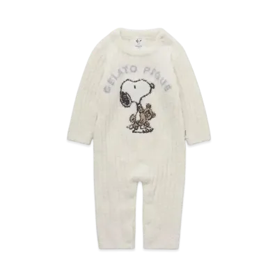 GELATO PIQUE x PEANUTS Baby Snoopy x Bear Jacquard Romper "Off White"