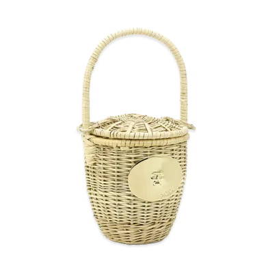 PATOU Women's Handbag Basket Bag Wicker Bucket Bag "Vanilla"