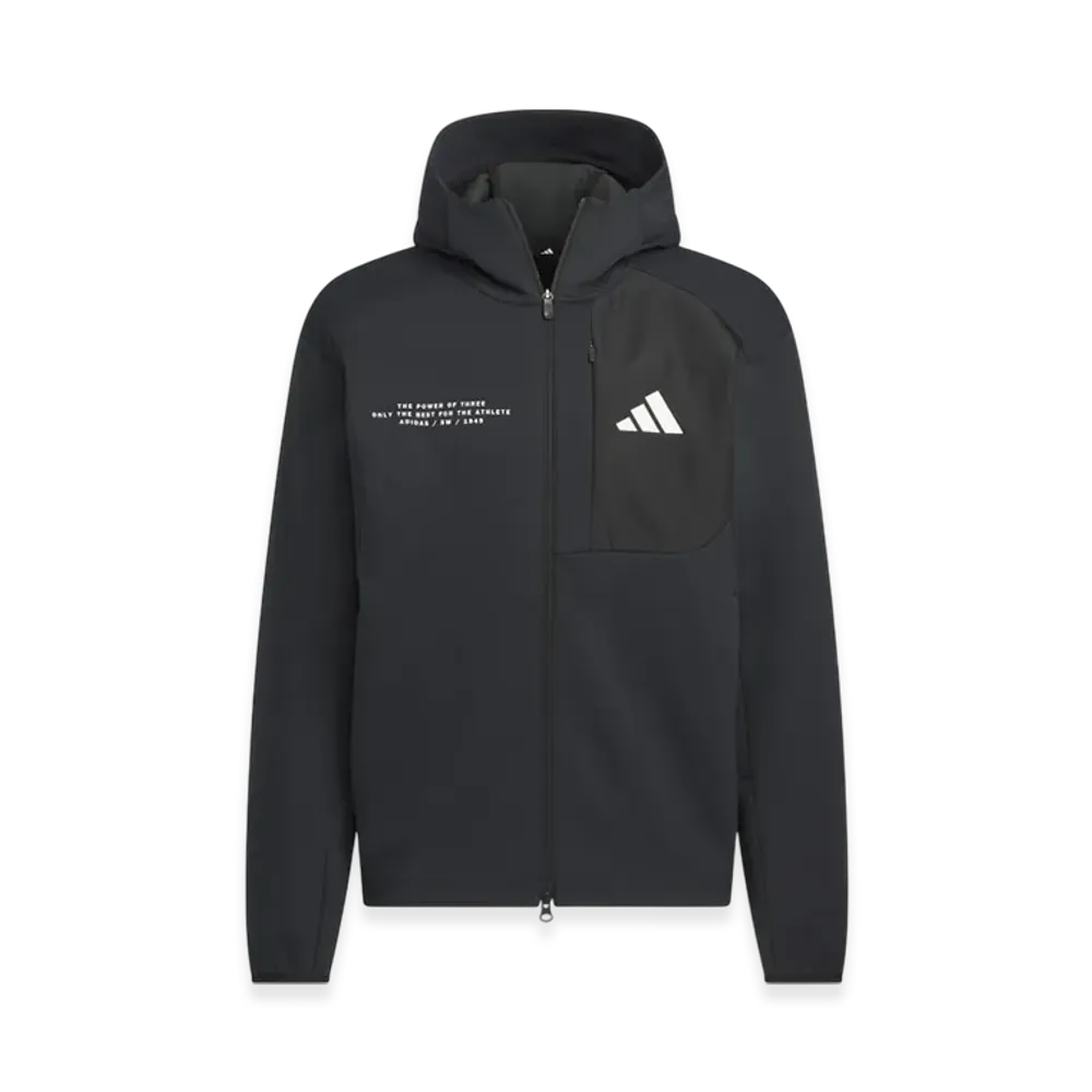 adidas Adaptation Regular Fit Hooded Full Zip Track Top "Black/Black"