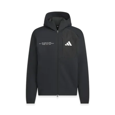 adidas Adaptation Regular Fit Hooded Full Zip Track Top "Black/Black"