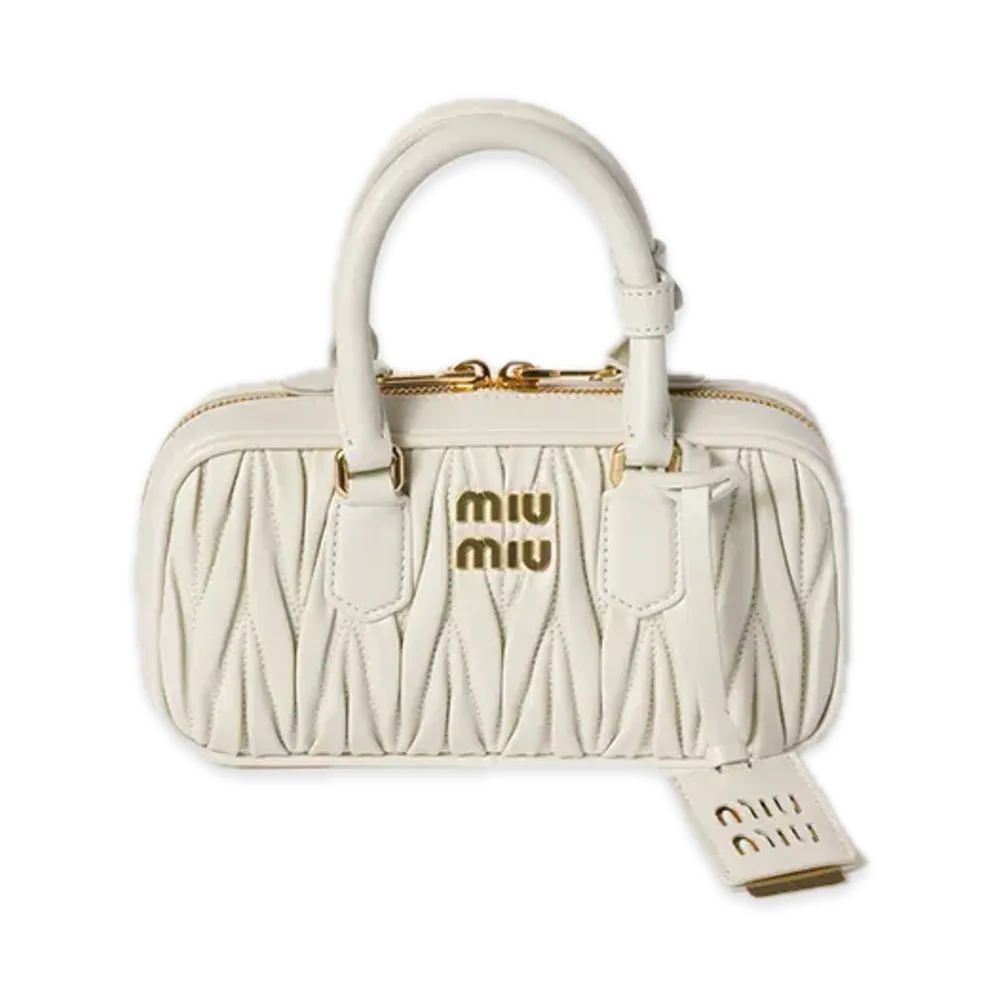MIU MIU Arcadie Matelasse Leather Mini Bag "White"