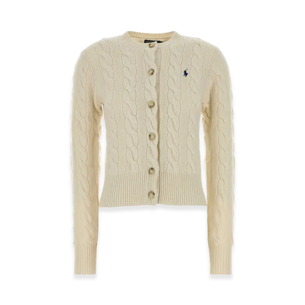 Polo Ralph Lauren Women's Cable-Knit Cardigan In Wool And Cashmere "White"