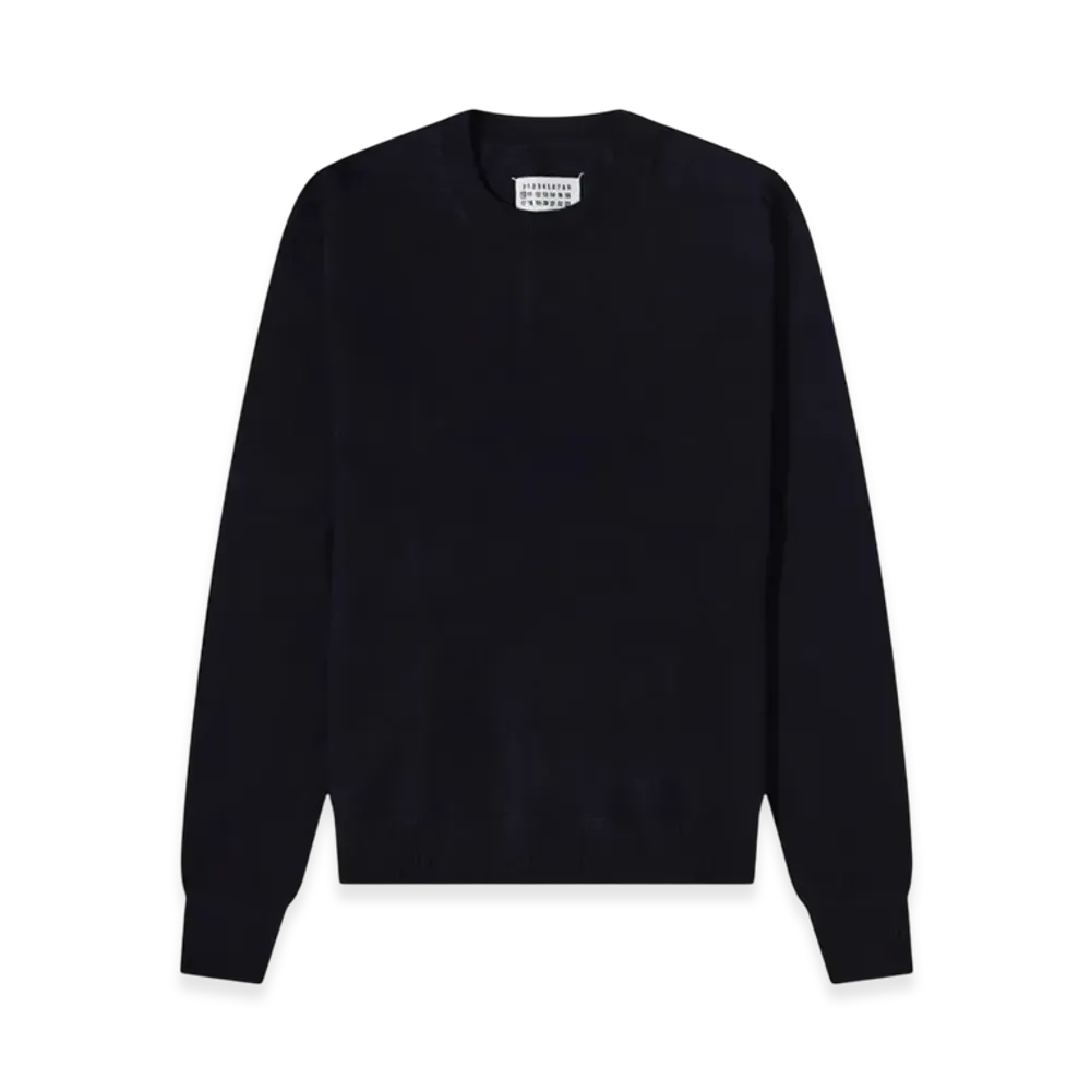 Maison Margiela Elbow Patch Crewneck Wool Sweater "Dark Blue"