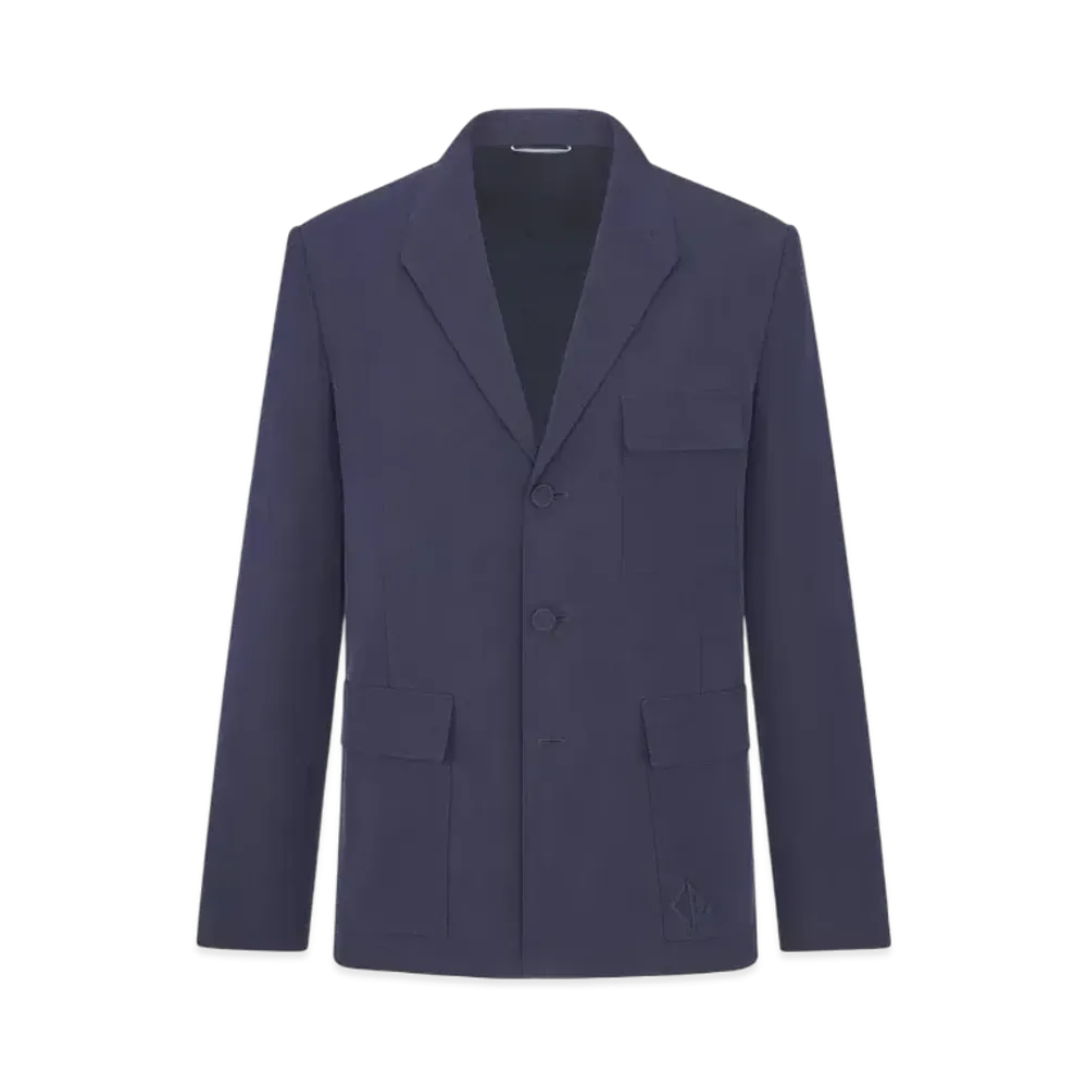 Dior Men's Jacket with CD Diamond Embroidery Cotton-Blend Twill "Navy Blue"