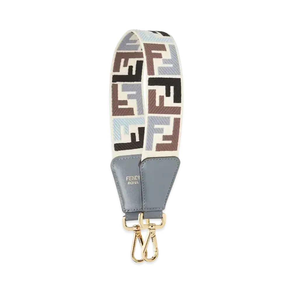 FENDI Strap You Multicolor Canvas Shoulder Strap "Brown/Light Blue/Black"