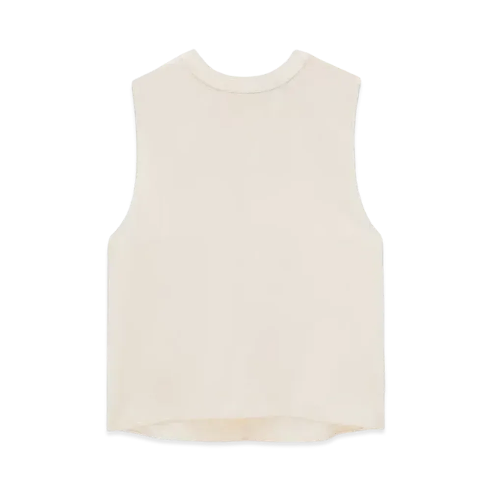 Saint Laurent Women's Tank Top in Silk Satin "Craie"