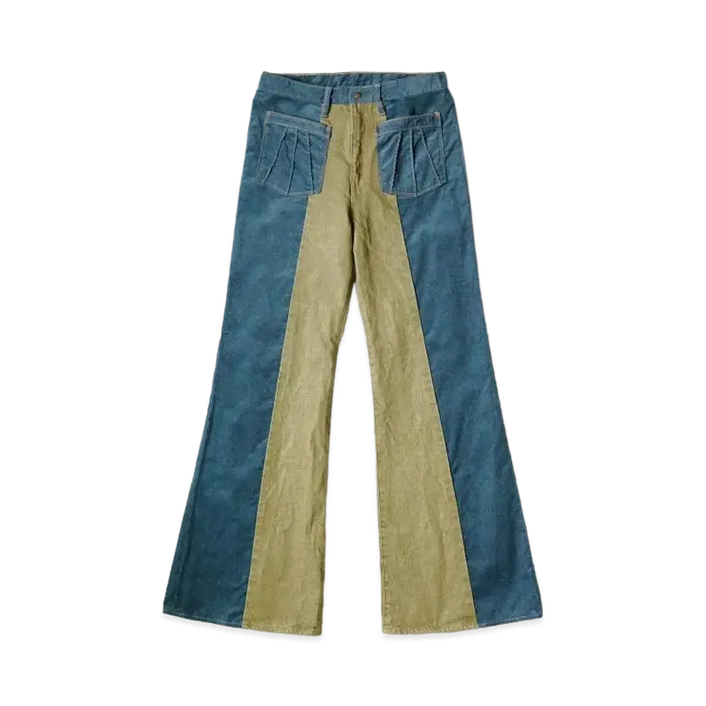 KAPITAL Corduroy Denim Gypsy Flare Pants "Blue Khaki"