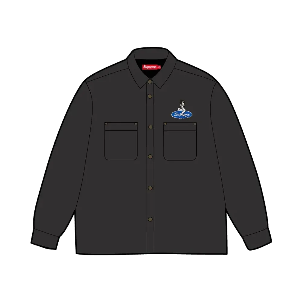 Supreme Quilted Lined Denim Snap Shirt "Washed Black"