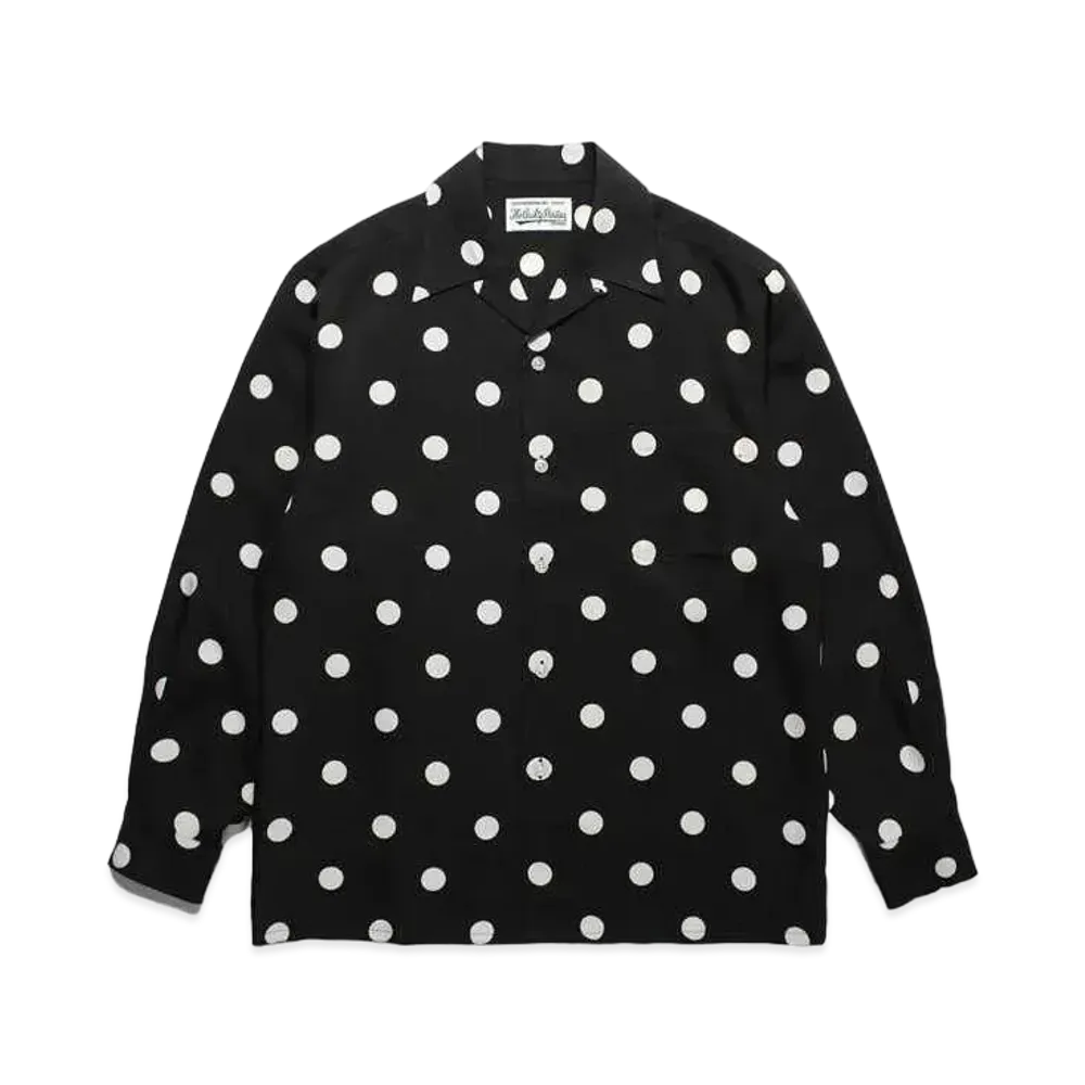 WACKO MARIA Dots Open Collar Shirt "Black"