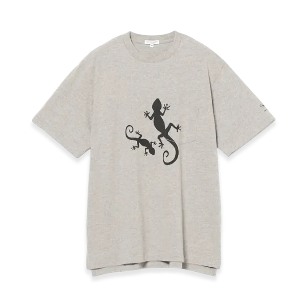 ENGINEERED GARMENTS Printed Cross Crew Neck T-Shirt "Gray"