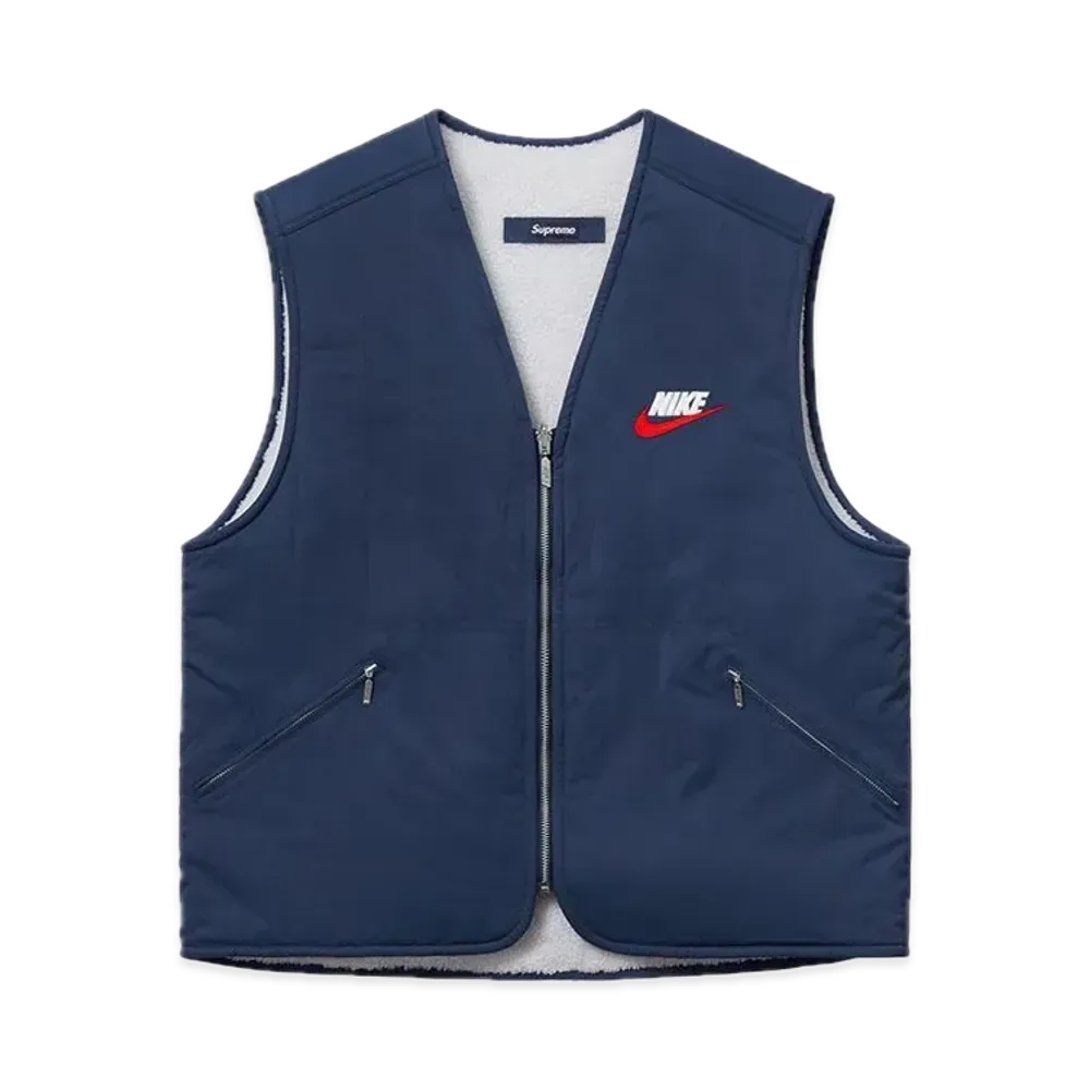 Supreme x Nike Reversible Nylon Sherpa Vest "Navy"