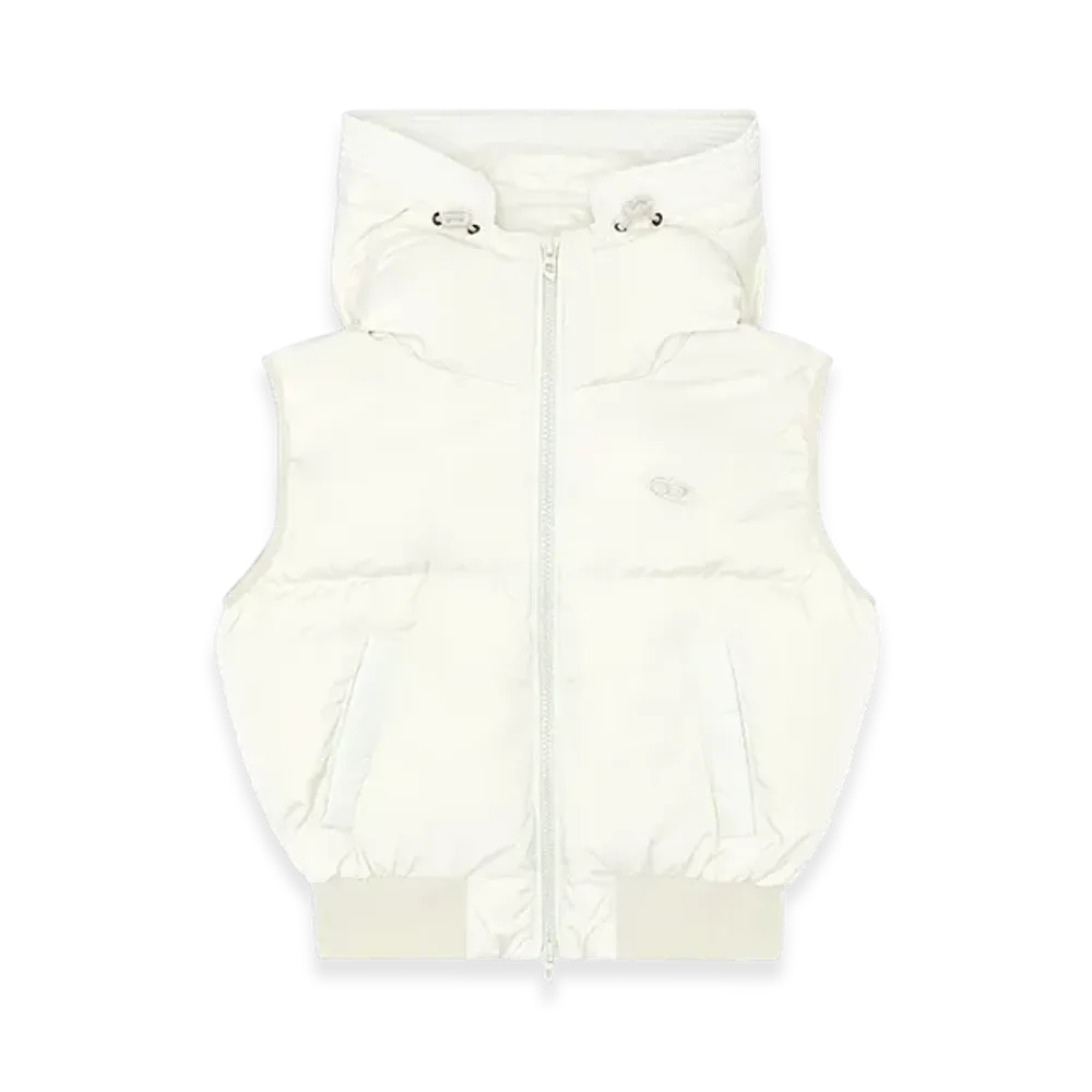Diesel W-Peyt-SSl-New-P1 Hooded Down Vest In Crinkled Nylon "White"