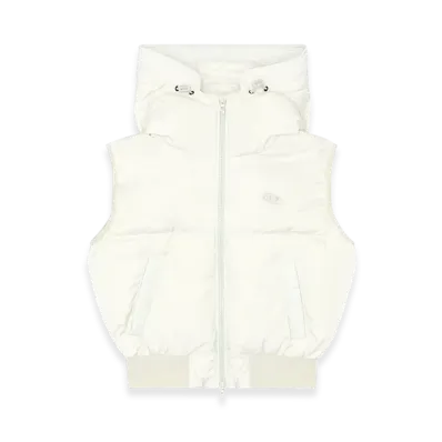Diesel W-Peyt-SSl-New-P1 Hooded Down Vest In Crinkled Nylon "White"