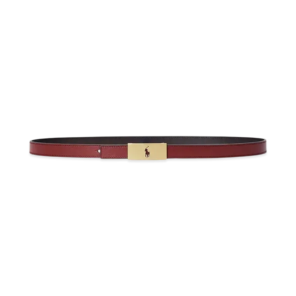 Polo Ralph Lauren Polo ID Reversible Vachetta Leather Belt "Red"
