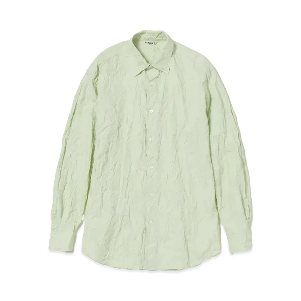 AURALEE Wrinkled Washed Finx Twill Shirt "Light Green"