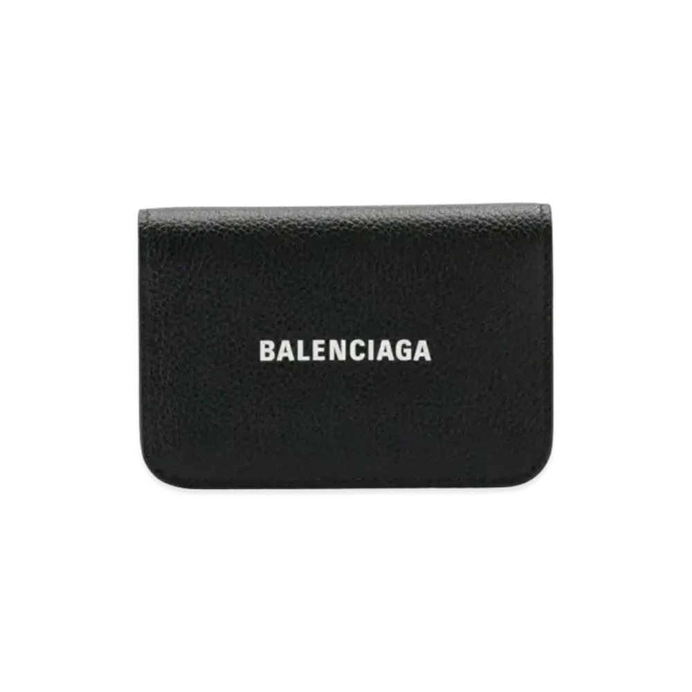 BALENCIAGA Cash Flap Card Holder Grained Calfskin "Black"