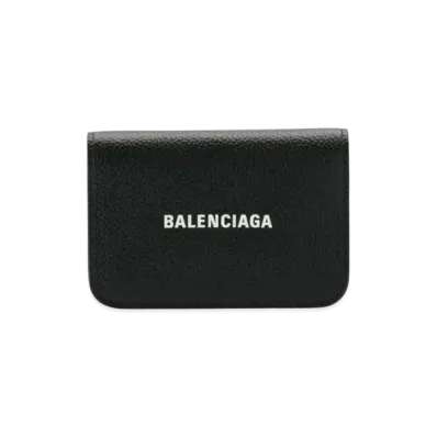 BALENCIAGA Cash Flap Card Holder Grained Calfskin "Black"