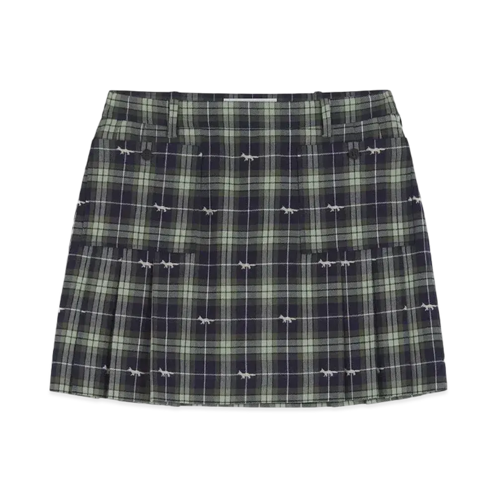 Maison Kitsune Pocket Pleated Mini Skirt "Navy/Ash Tree"