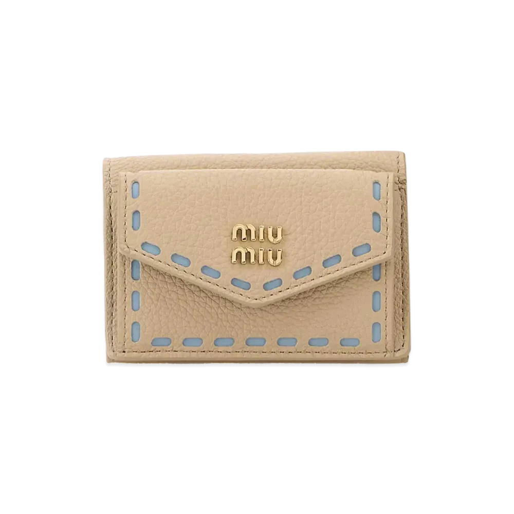 MIU MIU Women's Nappa Leather Quilted Wallet "Purple"