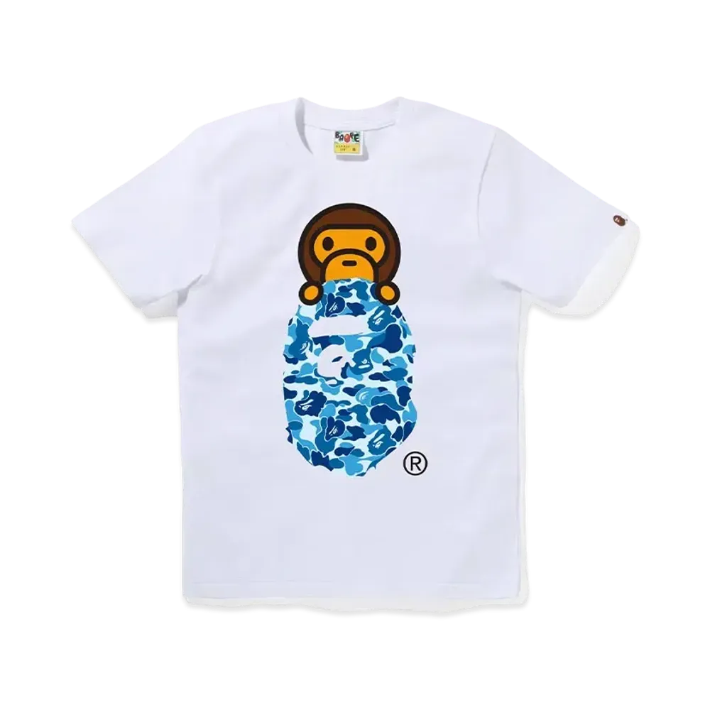 A BATHING APE ABC Camo Milo On Ape Head Tee "White/Blue"