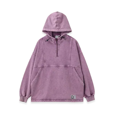 X-Girl Women's Faded Face Label Anorak Sweat Hoodie "Purple"