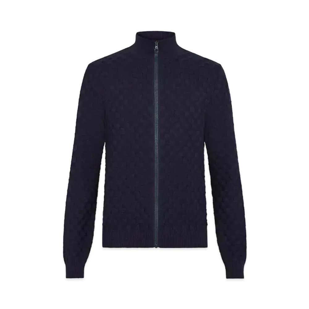 Louis Vuitton Damier Signature Zip-Through Cardigan "Bleu Nuit Fonce"