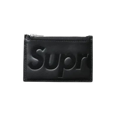 Supreme Leather Zip Card Holder (25SS) "Black"