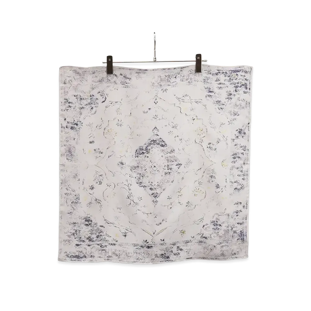ANCELLM Hand-Drawn Silk Scarf "White"