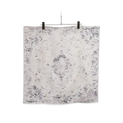 ANCELLM Hand-Drawn Silk Scarf "White"