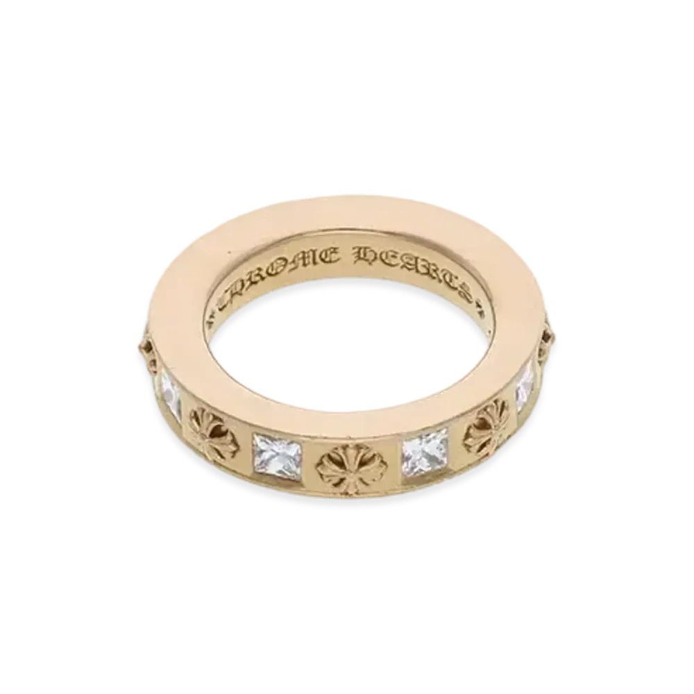 Chrome Hearts 22K CH Plus Square Pave Diamond Ring "Yellow Gold""