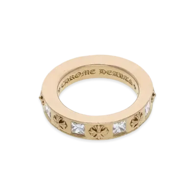 Chrome Hearts 22K CH Plus Square Pave Diamond Ring "Yellow Gold""
