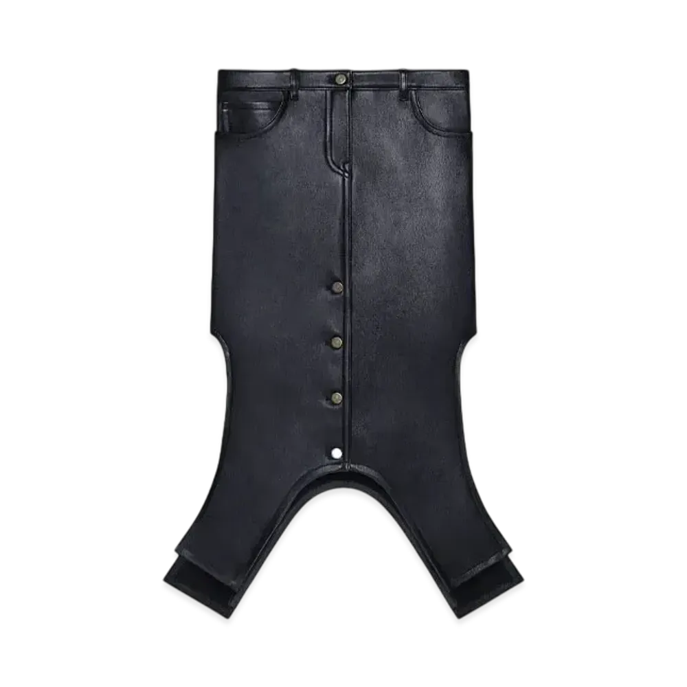 Courreges Reversed Long Leather Skirt "Black"