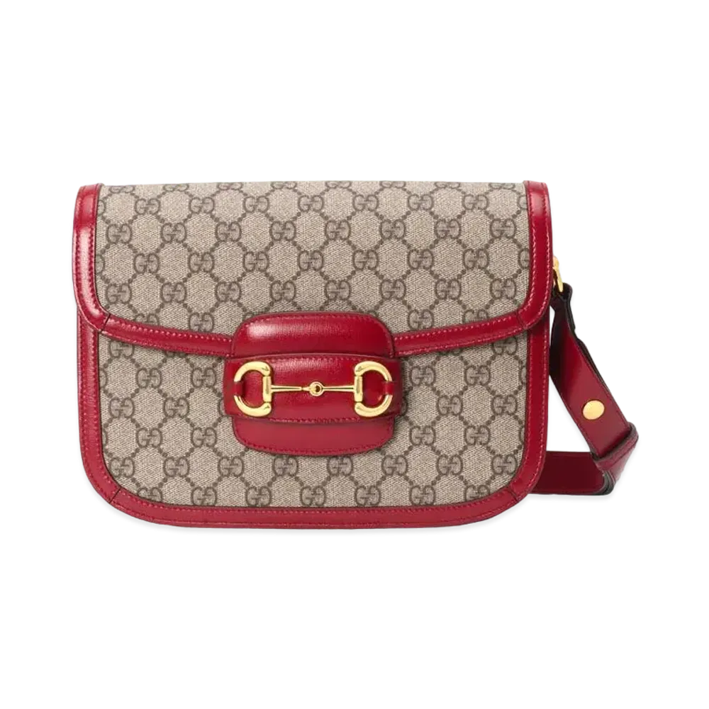 GUCCI Horsebit 1955 Shoulder Bag "GG Supreme/Red"