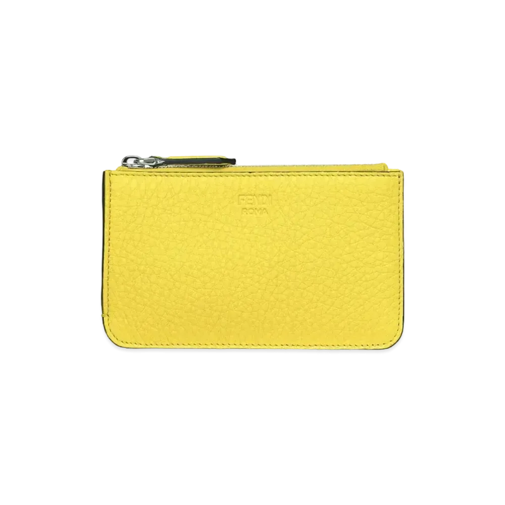 FENDI Key Case Leather Slim Clutch "Yellow"