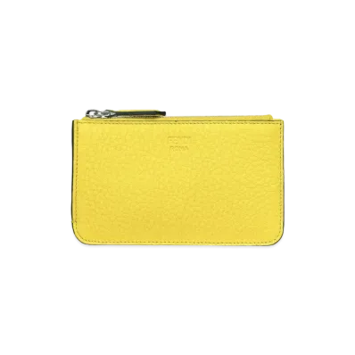 FENDI Key Case Leather Slim Clutch "Yellow"