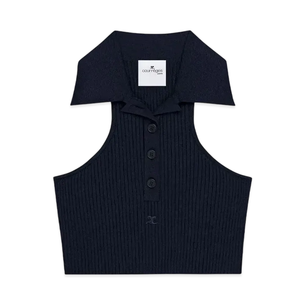 Courreges Scuba Knit Top "Black"