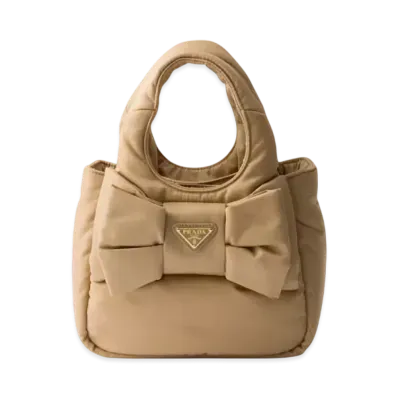 PRADA Padded Re-Nylon Mini-Bag with Bow "Beige"