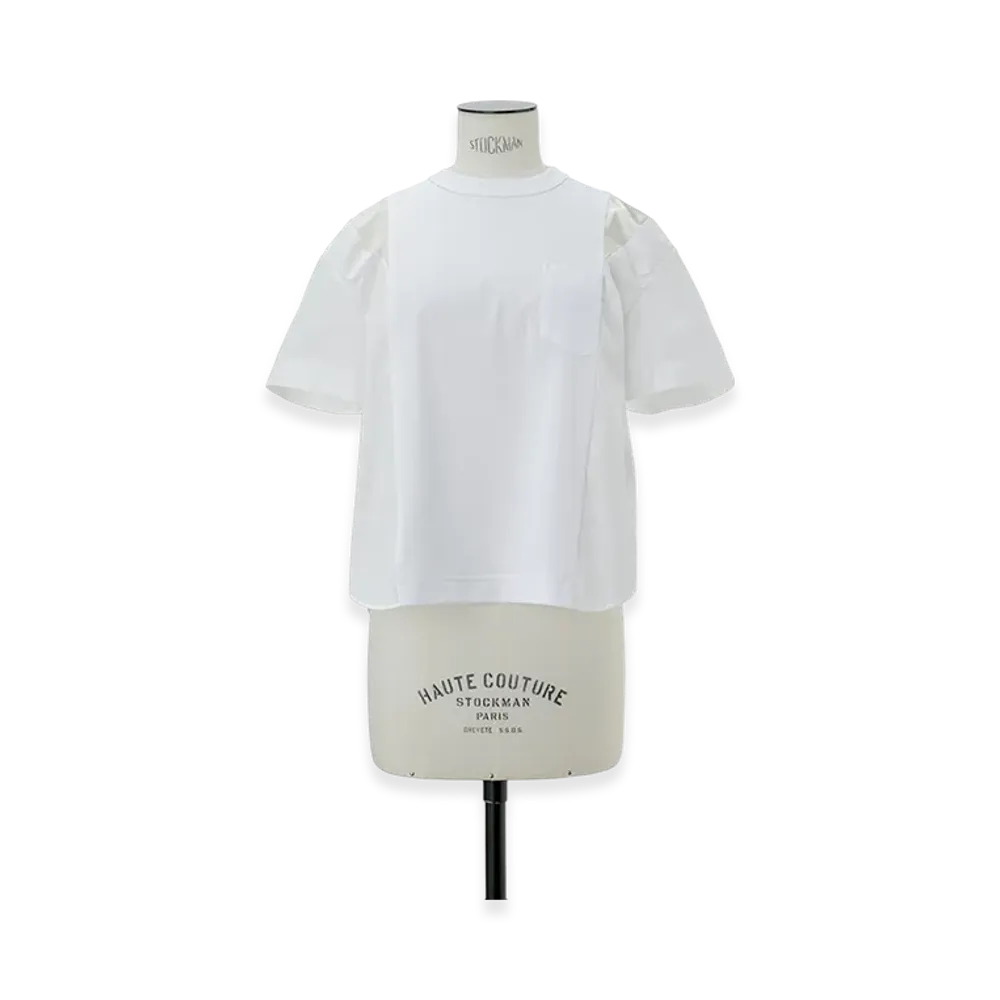 sacai Poplin x Cotton Jersey T-Shirt "White"