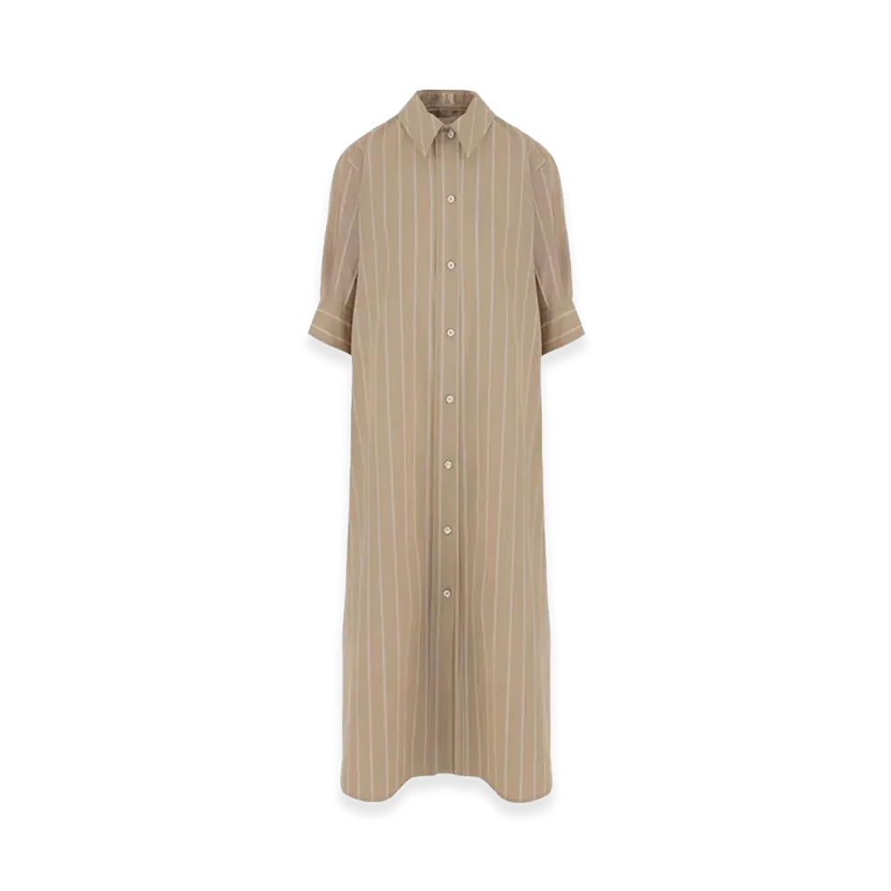 Jil Sander Women's Embroidered Poplin Shirt Dress "Beige"