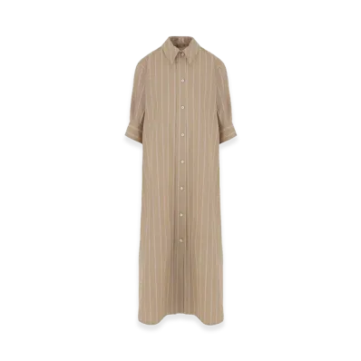 Jil Sander Women's Embroidered Poplin Shirt Dress "Beige"