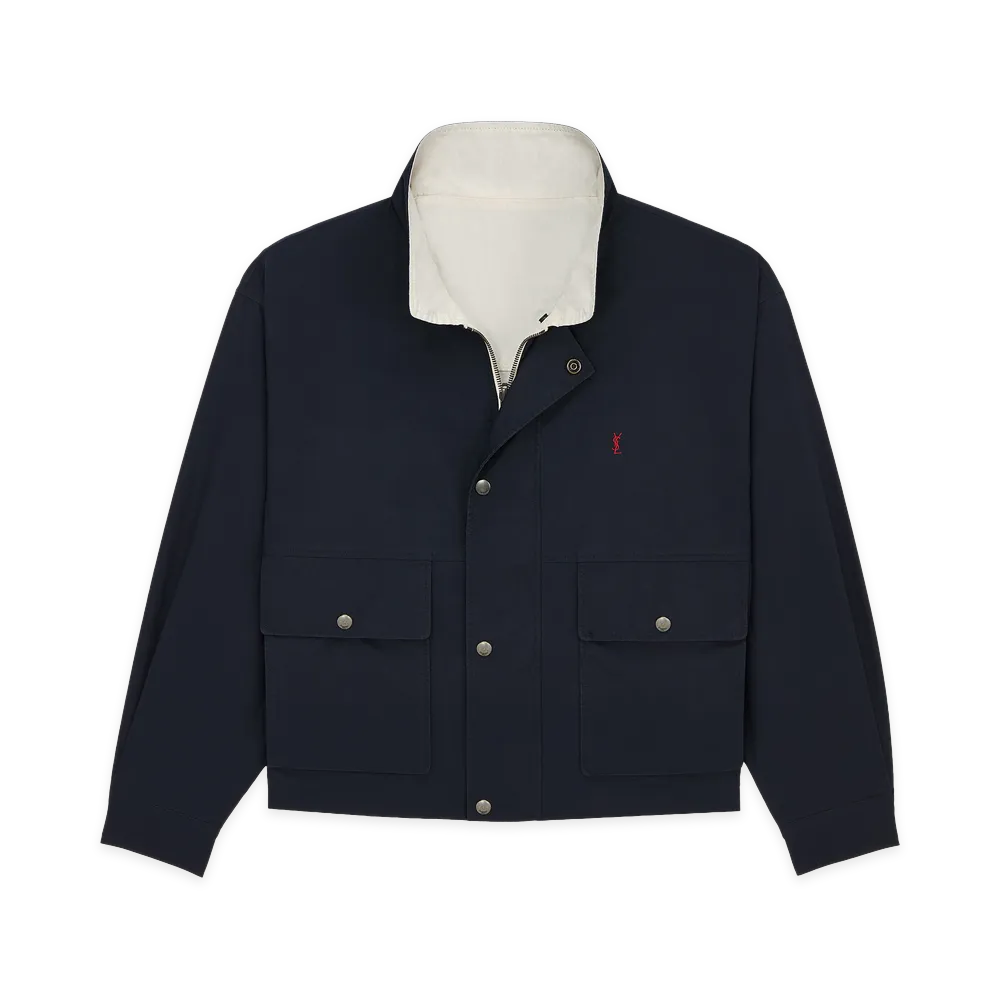 Saint Laurent Women's Cassandra Reversible Work Jacket "Navy/Ecru"