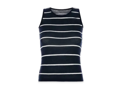 BALENCIAGA Women's Embroidered Knit Tank Top "Navy"