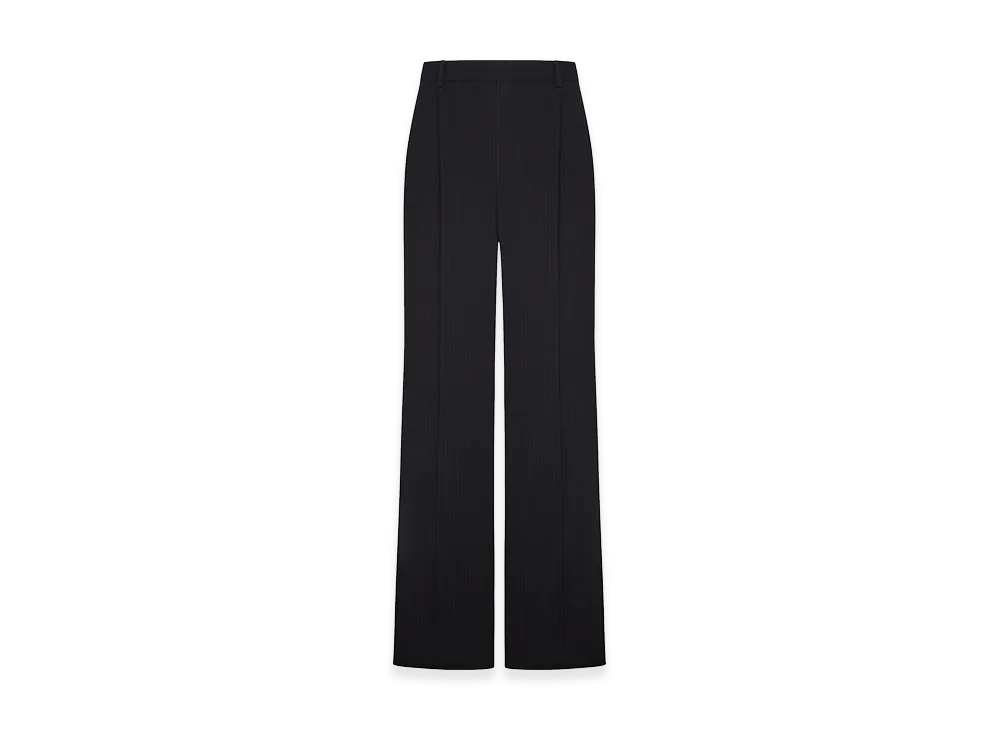 Saint Laurent Fluid Trousers In Striped Crepe "Black"
