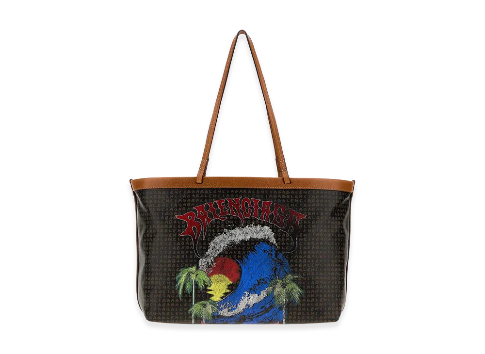 BALENCIAGA Women's Printed Canvas Medium Select Shopping Bag "Black"